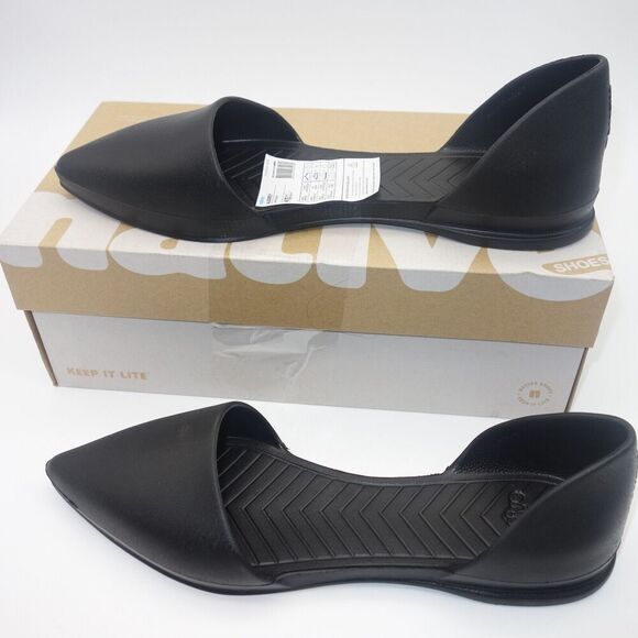 NEW Native Audrey Black Rubber Flats Slip On Dress Shoes  Women's Size 5 - Picture 3 of 9